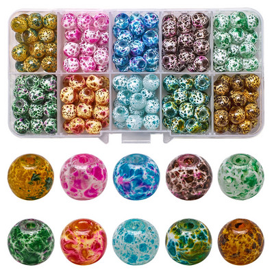 200 τεμ./Κουτί 8mm ντεγκραντέ γυάλινες χάντρες Loose Spacer Στρογγυλές χάντρες για DIY Κατασκευή κοσμημάτων Χειροποίητο βραχιόλι κολιέ σκουλαρίκι Σετ χειροτεχνίας