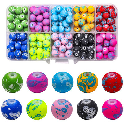 200 τεμ./Κουτί 8mm ντεγκραντέ γυάλινες χάντρες Loose Spacer Στρογγυλές χάντρες για DIY Κατασκευή κοσμημάτων Χειροποίητο βραχιόλι κολιέ σκουλαρίκι Σετ χειροτεχνίας