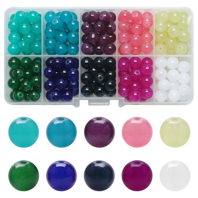200 τεμ./Κουτί 8mm ντεγκραντέ γυάλινες χάντρες Loose Spacer Στρογγυλές χάντρες για DIY Κατασκευή κοσμημάτων Χειροποίητο βραχιόλι κολιέ σκουλαρίκι Σετ χειροτεχνίας