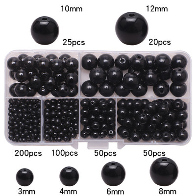 200 τεμ./Κουτί 8mm ντεγκραντέ γυάλινες χάντρες Loose Spacer Στρογγυλές χάντρες για DIY Κατασκευή κοσμημάτων Χειροποίητο βραχιόλι κολιέ σκουλαρίκι Σετ χειροτεχνίας