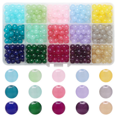 200 τεμ./Κουτί 8mm ντεγκραντέ γυάλινες χάντρες Loose Spacer Στρογγυλές χάντρες για DIY Κατασκευή κοσμημάτων Χειροποίητο βραχιόλι κολιέ σκουλαρίκι Σετ χειροτεχνίας