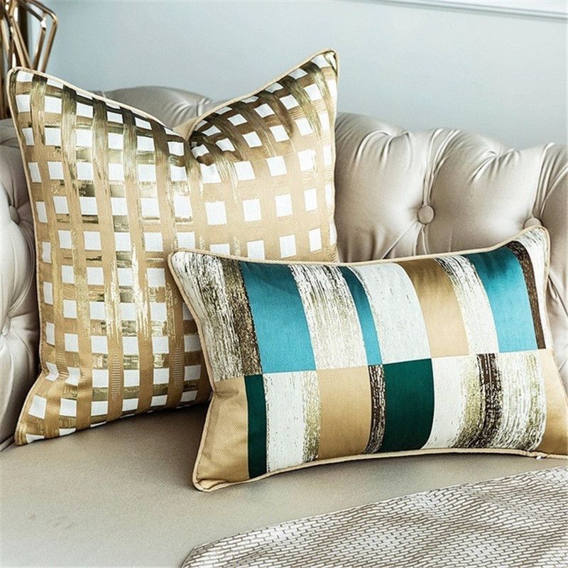 Zlatna Jacquard jastučnica Zeleno Žuta Geometrijska kućna ukrasna jastučnica 45x45/50x50cm Jastučnica za sofu za dnevni boravak
