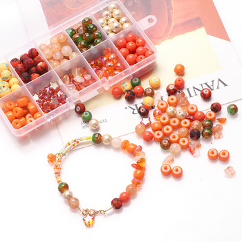 200Pcs/Κουτί 8mm Φυσική Πέτρα Πορτοκαλί Opal Glass Crack Στρογγυλή χάντρα χαλίκι για DIY Making Charms Βραχιόλια Κολιέ Σκουλαρίκια Κοσμήματα