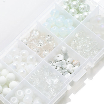 200Pcs/Κουτί 8mm Φυσική Πέτρα Οπάλιο Χάντρες Glass Crack Στρογγυλή χάντρα χαλίκι για DIY Making Charms Βραχιόλια Κολιέ Σκουλαρίκια Κοσμήματα