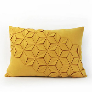 Kézi hímzés Geometrikus párnahuzat sárga kék rátétek Párnahuzat dekoráció párnahuzat 45x45cm 30x50cm párnaszár