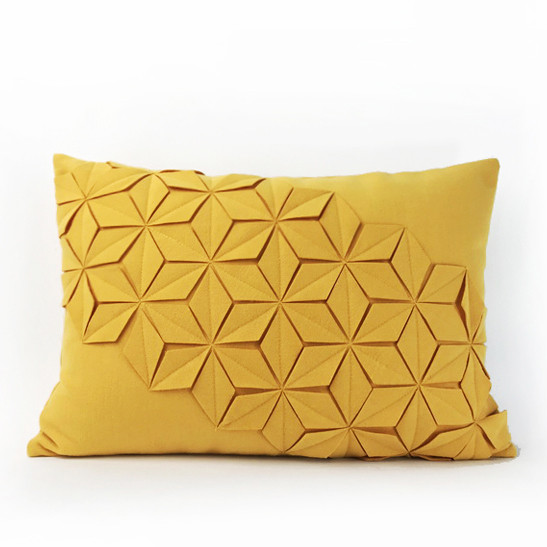Kézi hímzés Geometrikus párnahuzat sárga kék rátétek Párnahuzat dekoráció párnahuzat 45x45cm 30x50cm párnaszár