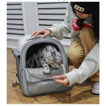 Φορητές θήκες κατοικίδιων ζώων Αναπνεύσιμο διχτυωτό σακίδιο πλάτης σκύλου Πτυσσόμενη τσάντα μεταφοράς γάτας μεγάλης χωρητικότητας Προμήθειες για κατοικίδια εξωτερικού ταξιδιού
