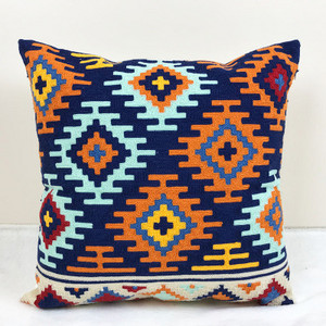 Otthoni dekoráció hímzett párnahuzat Kilim geometrikus vászon pamut négyzet alakú hímzés párnahuzat 45x45 cm párnaszár