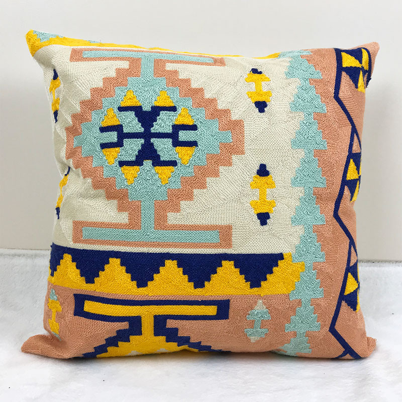 Otthoni dekoráció hímzett párnahuzat Kilim geometrikus vászon pamut négyzet alakú hímzés párnahuzat 45x45 cm párnaszár