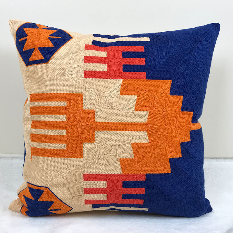 Otthoni dekoráció hímzett párnahuzat Kilim geometrikus vászon pamut négyzet alakú hímzés párnahuzat 45x45 cm párnaszár