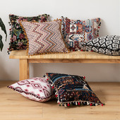 Bohomia Jacquard párnahuzat Bojt Pompom otthoni dekoratív Kilim párnahuzat 45x45cm Vintage nappali kanapé párnahuzat