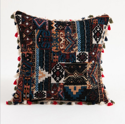 Bohomia Jacquard párnahuzat Bojt Pompom otthoni dekoratív Kilim párnahuzat 45x45cm Vintage nappali kanapé párnahuzat