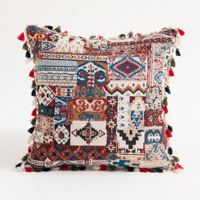 Bohomia Jacquard párnahuzat Bojt Pompom otthoni dekoratív Kilim párnahuzat 45x45cm Vintage nappali kanapé párnahuzat