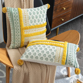 Geltona žalia pomponinė pagalvės užvalkalas Namų dekoravimas siuvinėjimas pagalvėlės užvalkalas 45x45cm/30x50cm sofos pagalvės užvalkalas pagalvės užvalkalas