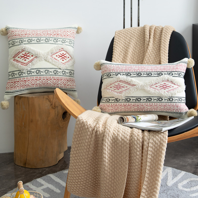 Geltona žalia pomponinė pagalvės užvalkalas Namų dekoravimas siuvinėjimas pagalvėlės užvalkalas 45x45cm/30x50cm sofos pagalvės užvalkalas pagalvės užvalkalas