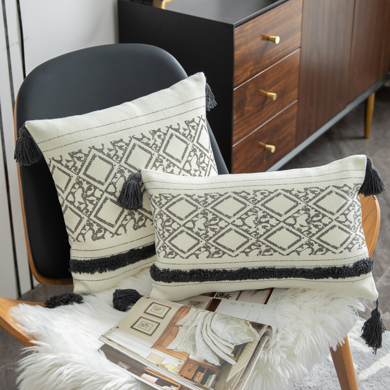 Geltona žalia pomponinė pagalvės užvalkalas Namų dekoravimas siuvinėjimas pagalvėlės užvalkalas 45x45cm/30x50cm sofos pagalvės užvalkalas pagalvės užvalkalas