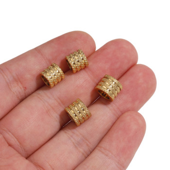 10 τμχ Μεγάλη τρύπα 5 χιλιοστών 6 χιλιοστών από ανοξείδωτο ατσάλι Στρογγυλό γρανάζι Spacer Beads Τετράγωνες Χαλαρές Χάντρες για Υλικό Κατασκευής κοσμημάτων βραχιολιών DIY