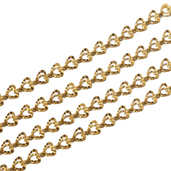 Αλυσίδες κολιέ από ανοξείδωτο ατσάλι μήκους 1 μέτρων με κούφια έξω πλάτος 6 χιλιοστά Αλυσίδες συνδέσμου καρδιάς για DIY κοσμήματα που φτιάχνουν χύμα χρυσά ευρήματα