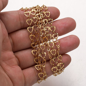Αλυσίδες κολιέ από ανοξείδωτο ατσάλι μήκους 1 μέτρων με κούφια έξω πλάτος 6 χιλιοστά Αλυσίδες συνδέσμου καρδιάς για DIY κοσμήματα που φτιάχνουν χύμα χρυσά ευρήματα