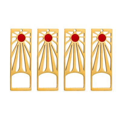 4db Rozsdamentes acél Tanjiro fülbevaló Demon Slayer hosszú fülbevaló Anime Cosplay kellékek Hanafuda Drop Diy Sun Launch Charms medál