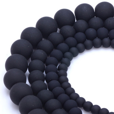OlingArt gumi üveggyöngyök 6 mm/8 mm/10 mm/14 mm matt fekete színű barkács ékszerkészítés karkötő/nyaklánc