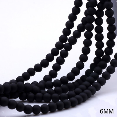 OlingArt gumi üveggyöngyök 6 mm/8 mm/10 mm/14 mm matt fekete színű barkács ékszerkészítés karkötő/nyaklánc