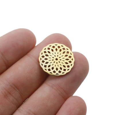 Aiovlo 5 kom/lot Yoga lotos čakra šarm od nehrđajućeg čelika Zlatna okrugla oznaka šuplja narukvica s privjeskom i ogrlica s cvijetom lotosa