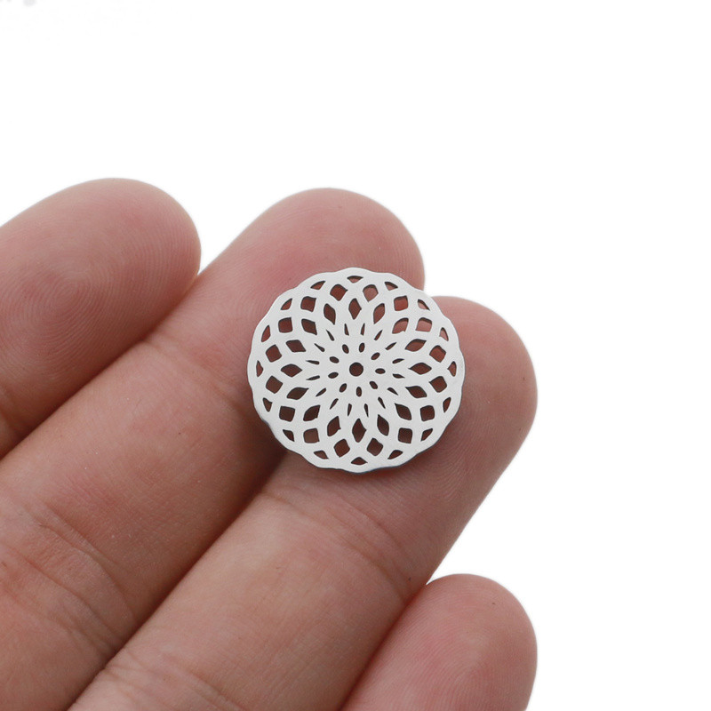 Aiovlo 5 kom/lot Yoga lotos čakra šarm od nehrđajućeg čelika Zlatna okrugla oznaka šuplja narukvica s privjeskom i ogrlica s cvijetom lotosa