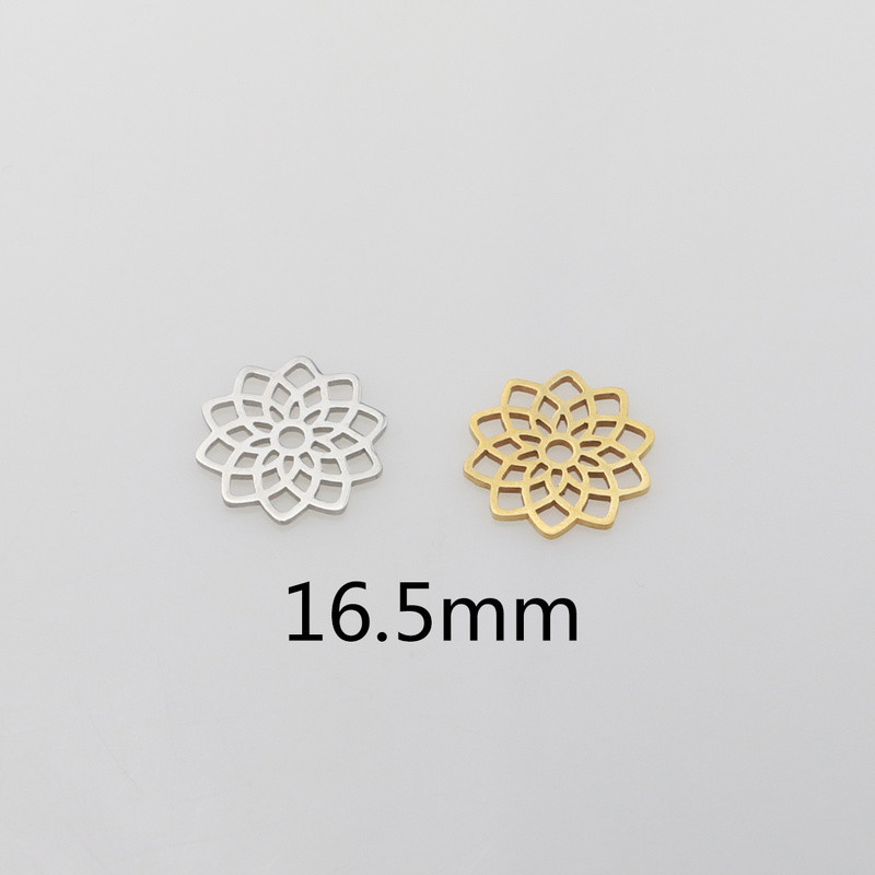 Aiovlo 5 kom/lot Yoga lotos čakra šarm od nehrđajućeg čelika Zlatna okrugla oznaka šuplja narukvica s privjeskom i ogrlica s cvijetom lotosa