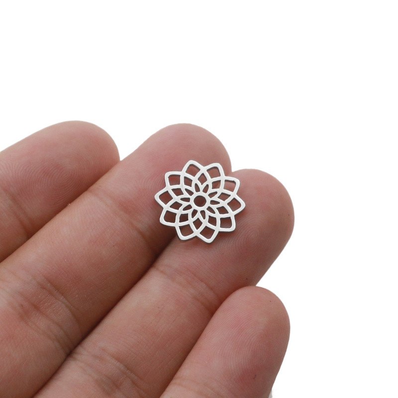 Aiovlo 5 kom/lot Yoga lotos čakra šarm od nehrđajućeg čelika Zlatna okrugla oznaka šuplja narukvica s privjeskom i ogrlica s cvijetom lotosa