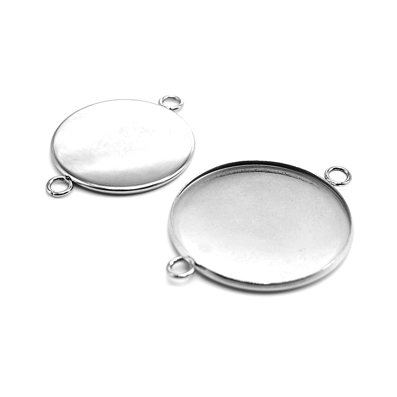 20db/tétel Fit 6/8/10/12/14/16/18/20/25/30mm Két lyukú akasztós rozsdamentes acél Cameo Cabochon alapbeállítás barkács ékszerkészítéshez
