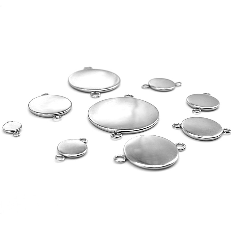 20db/tétel Fit 6/8/10/12/14/16/18/20/25/30mm Két lyukú akasztós rozsdamentes acél Cameo Cabochon alapbeállítás barkács ékszerkészítéshez
