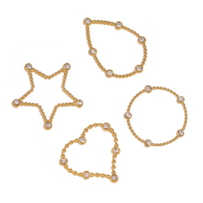 4 τμχ Ανοξείδωτο ατσάλι Heart Star Drop Round Hollow Zircon Charms Κρεμαστά μενταγιόν Συνδέσεις για DIY σκουλαρίκια Αναλώσιμα κολιέ Κατασκευή