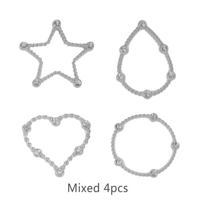 4 kom od nehrđajućeg čelika Heart Star Okrugli šuplji cirkonski privjesci Privjesci Konektori za izradu pribora za DIY naušnice