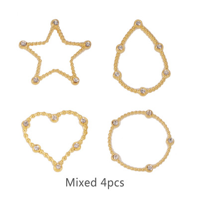 4 kom od nehrđajućeg čelika Heart Star Okrugli šuplji cirkonski privjesci Privjesci Konektori za izradu pribora za DIY naušnice