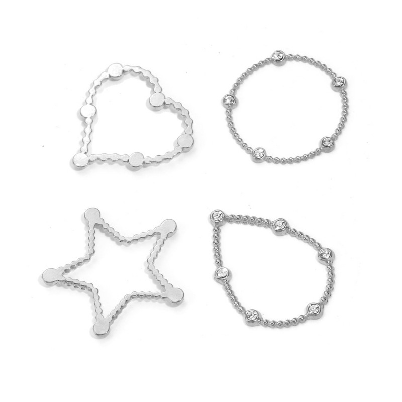 4 kom od nehrđajućeg čelika Heart Star Okrugli šuplji cirkonski privjesci Privjesci Konektori za izradu pribora za DIY naušnice