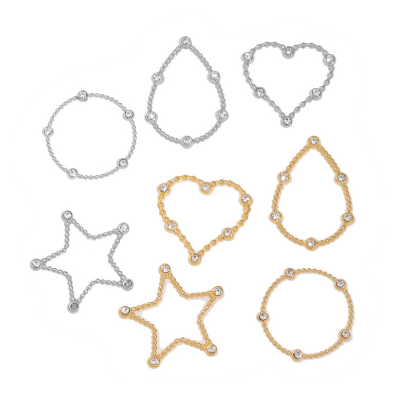 4 kom od nehrđajućeg čelika Heart Star Okrugli šuplji cirkonski privjesci Privjesci Konektori za izradu pribora za DIY naušnice