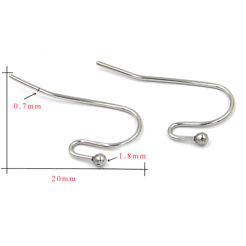 Aiovlo 100 kom./lot francuske kukice za uši, žica za bubrežne naušnice, žica za uši, 20 mm, 361 nehrđajući čelik za izradu nakita, DIY kopča