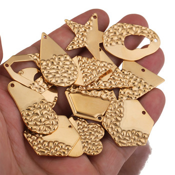 10 τμχ Ανοξείδωτο ατσάλι Gold Geometry Drop Texture Σκουλαρίκια Charms Κολιέ DIY Κοσμήματα κατασκευής εξαρτημάτων βραχιολιών Χονδρική