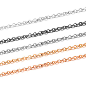 10m/roll Ανοξείδωτο ατσάλι Flatten Cable Chain Bulk for Silver Rose Gold Chain 1mm 1,5mm 2mm 2,5mm κολιέ Diy Jewelry Materials
