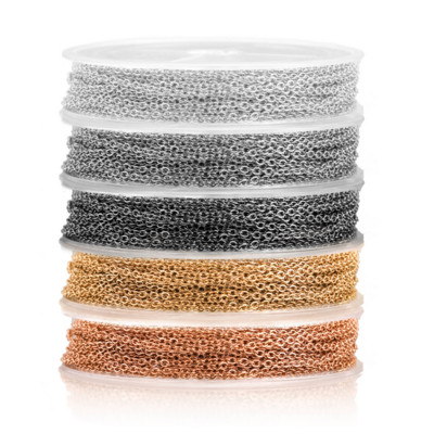 10m/roll Ανοξείδωτο ατσάλι Flatten Cable Chain Bulk for Silver Rose Gold Chain 1mm 1,5mm 2mm 2,5mm κολιέ Diy Jewelry Materials