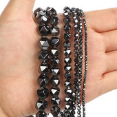 Tvrdi fasetirani crni hematit Prirodni kamen Labavi odstojnik Okrugla perla za izradu nakita DIY Narukvica Ogrlica Dodaci 3-12 mm