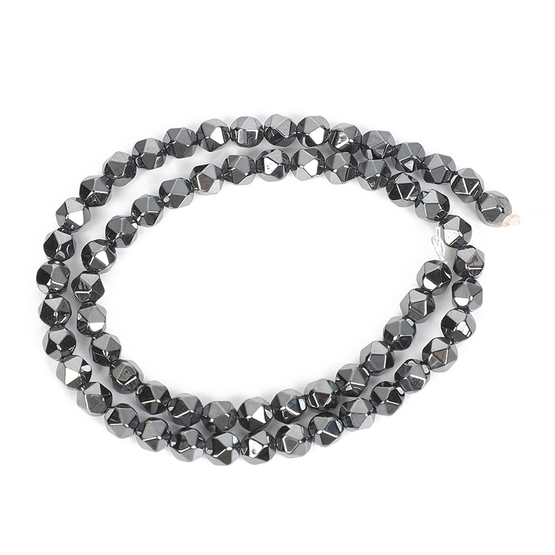 Tvrdi fasetirani crni hematit Prirodni kamen Labavi odstojnik Okrugla perla za izradu nakita DIY Narukvica Ogrlica Dodaci 3-12 mm