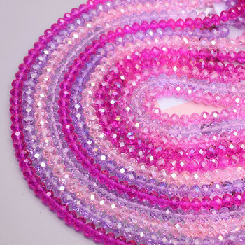 8 χιλιοστά 68 τμχ Χρώμα ροζ κόκκινο ροζ μωβ Χάντρες βαφής Rondelle κρυστάλλινες γυάλινες χάντρες Επίπεδες πολυεπίπεδες χαλαρές χάντρες διαχωρισμού για κοσμήματα κατασκευής DIY