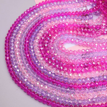 8 χιλιοστά 68 τμχ Χρώμα ροζ κόκκινο ροζ μωβ Χάντρες βαφής Rondelle κρυστάλλινες γυάλινες χάντρες Επίπεδες πολυεπίπεδες χαλαρές χάντρες διαχωρισμού για κοσμήματα κατασκευής DIY