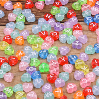 100 τεμ. 6 στυλ Ακρυλικές χάντρες μικτών γραμμάτων Heart Flat Alphabet Digital Cube Loose Spacer Beads for DIY Jewelry Making Handmade