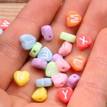 100 τεμ. 6 στυλ Ακρυλικές χάντρες μικτών γραμμάτων Heart Flat Alphabet Digital Cube Loose Spacer Beads for DIY Jewelry Making Handmade