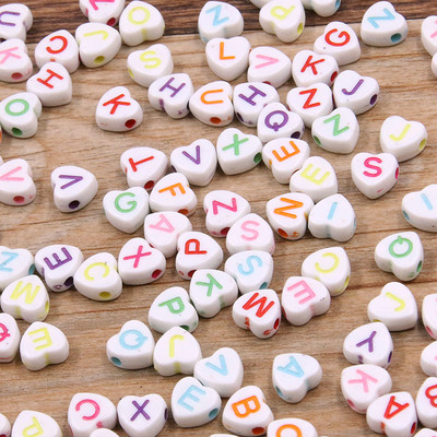 100 bucăți 6 stiluri de margele acrilice cu litere mixte inimă alfabet plat cub digital margele distanțare libere pentru realizarea de bijuterii manuală
