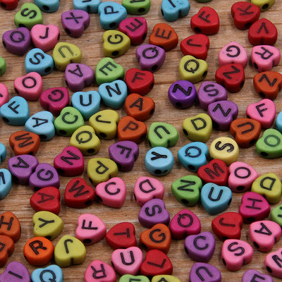 100 bucăți 6 stiluri de margele acrilice cu litere mixte inimă alfabet plat cub digital margele distanțare libere pentru realizarea de bijuterii manuală