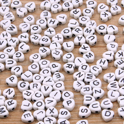 100 bucăți 6 stiluri de margele acrilice cu litere mixte inimă alfabet plat cub digital margele distanțare libere pentru realizarea de bijuterii manuală